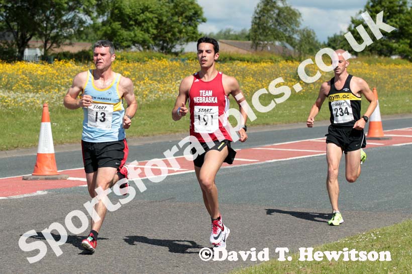 No 13 john Clifford, 191 Peter Falcon and 234 Paul Bentley chasing the leaders in the Newton Aycliffe 10k Road Race.